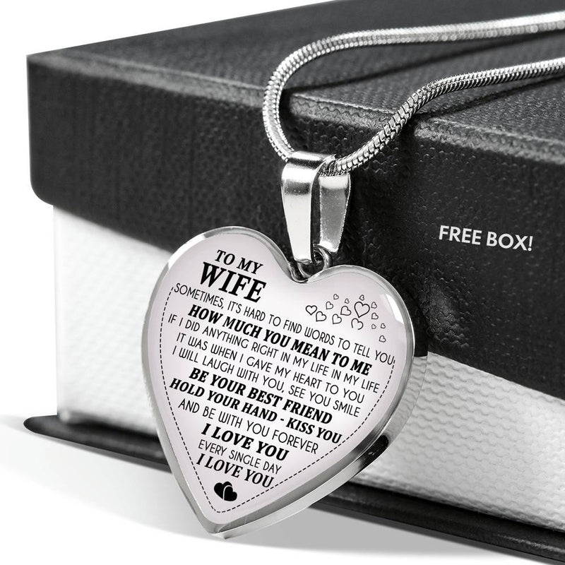 To My Wife Love Your Husband And Wife Necklace Heart Pendant Silver Gold Plated