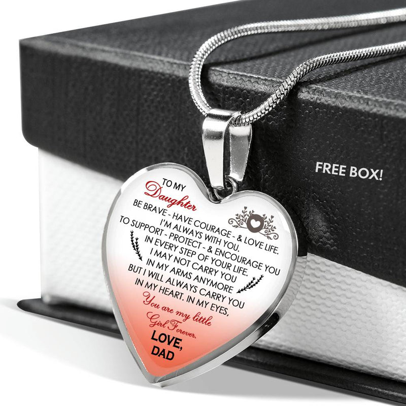 Dad To My Daughter Heart Pendant Inspirational - Daughter Quotes Christmas Birthday Gag For Little Girl