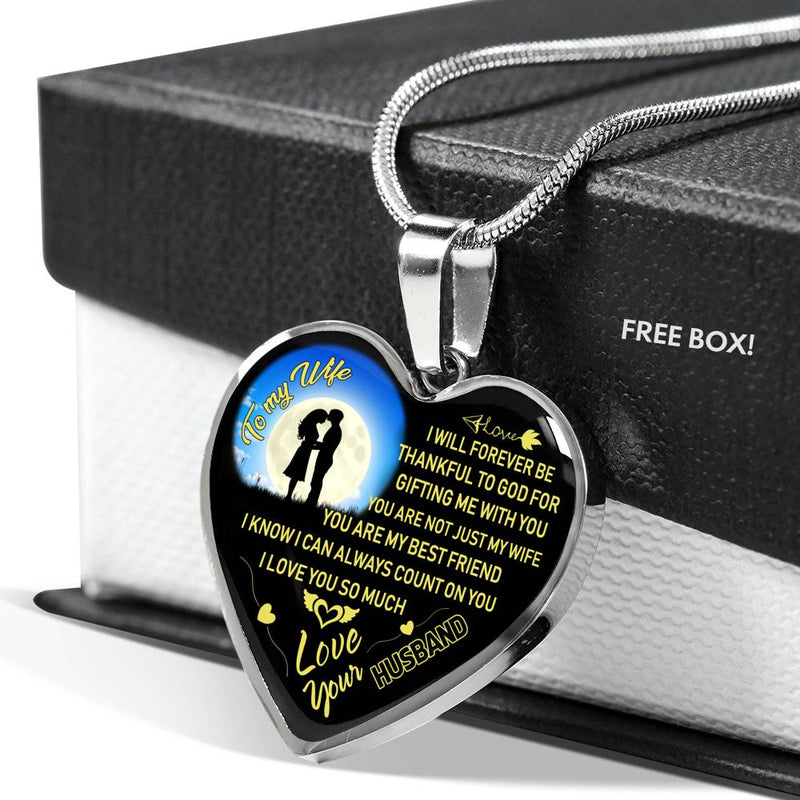 Husband To My Wife Pendant Necklace Gifts - I Love You So Much Quotes Necklaces