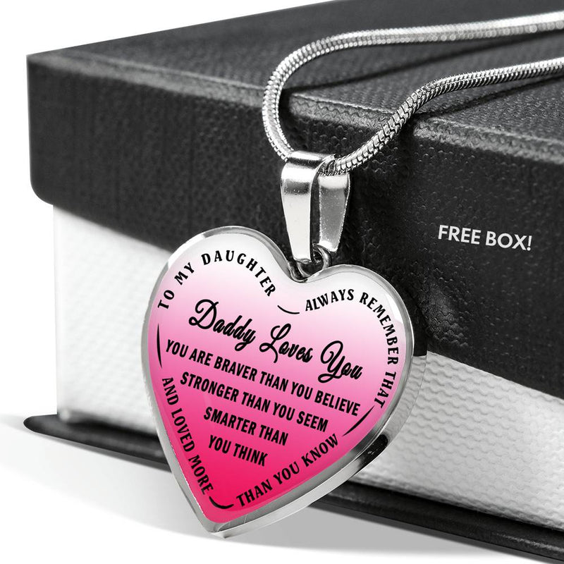 Daddy Loves You Pendant Necklace Silver/Gold - Father And Daughter Necklace Gift