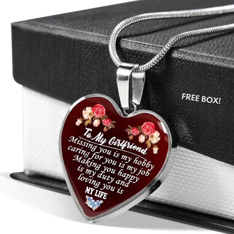 Girlfriend Pendant Necklace Custom - Loving You My Life Quotes Necklaces Custom