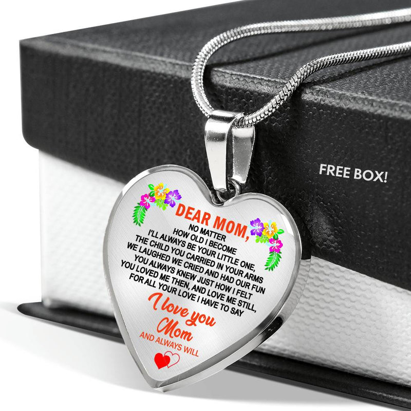 I Love You Mom Pendant Necklace Stainless Steel I Will Always Be Your Little Boy