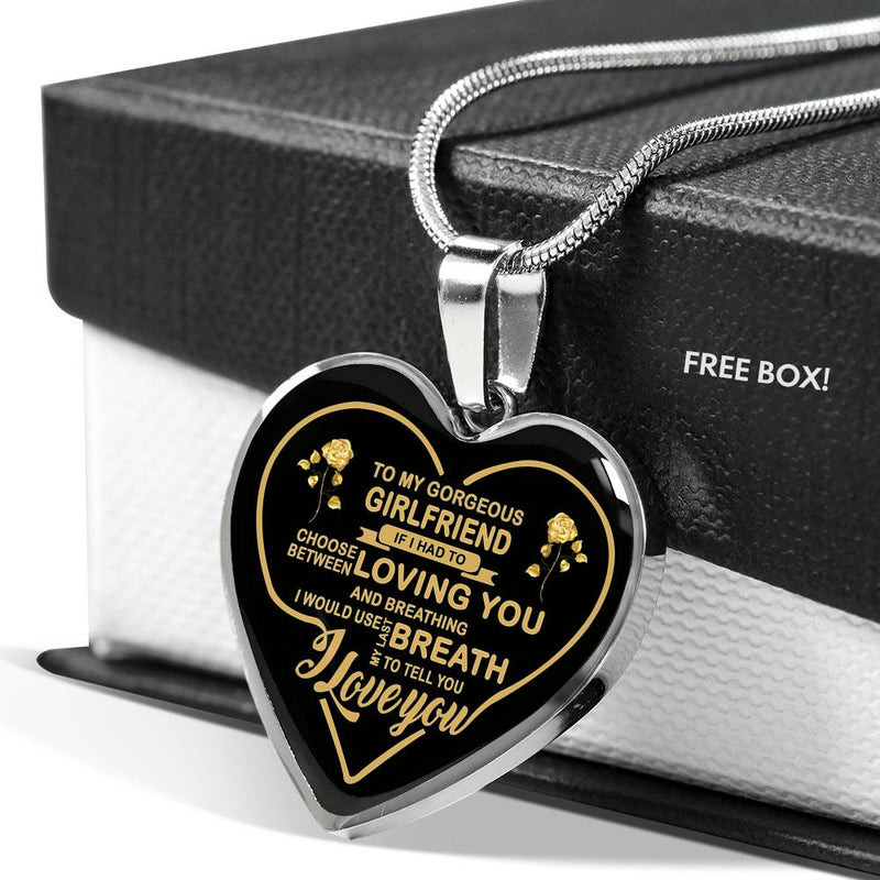Girlfriend I Love You Quote Heart Pendant Necklace Custom Gifts From Boyfriend