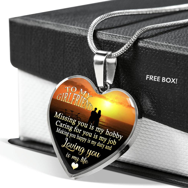 To My Girlfriend Pendant Necklace Custom - Missing You My Hobby Valentine Gifts