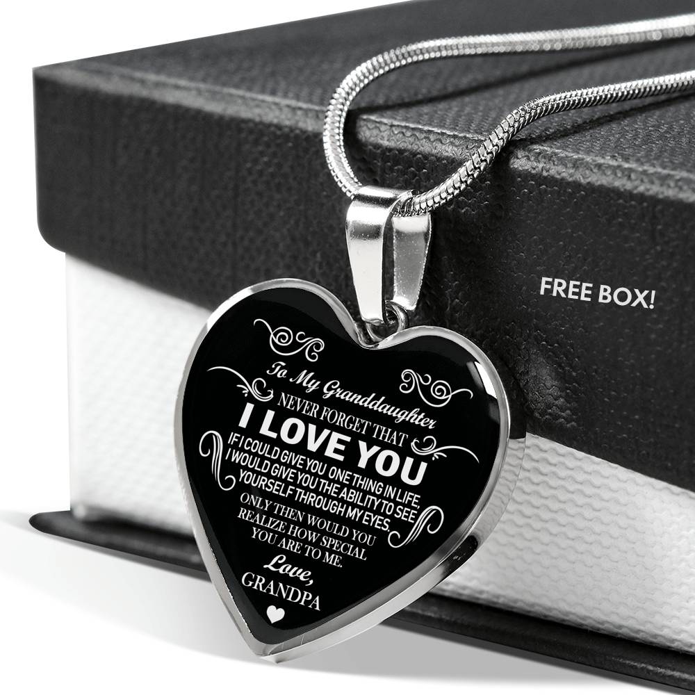 To My Granddaughter Pendant Necklaces Stainless Steel From Grandpa Grandma