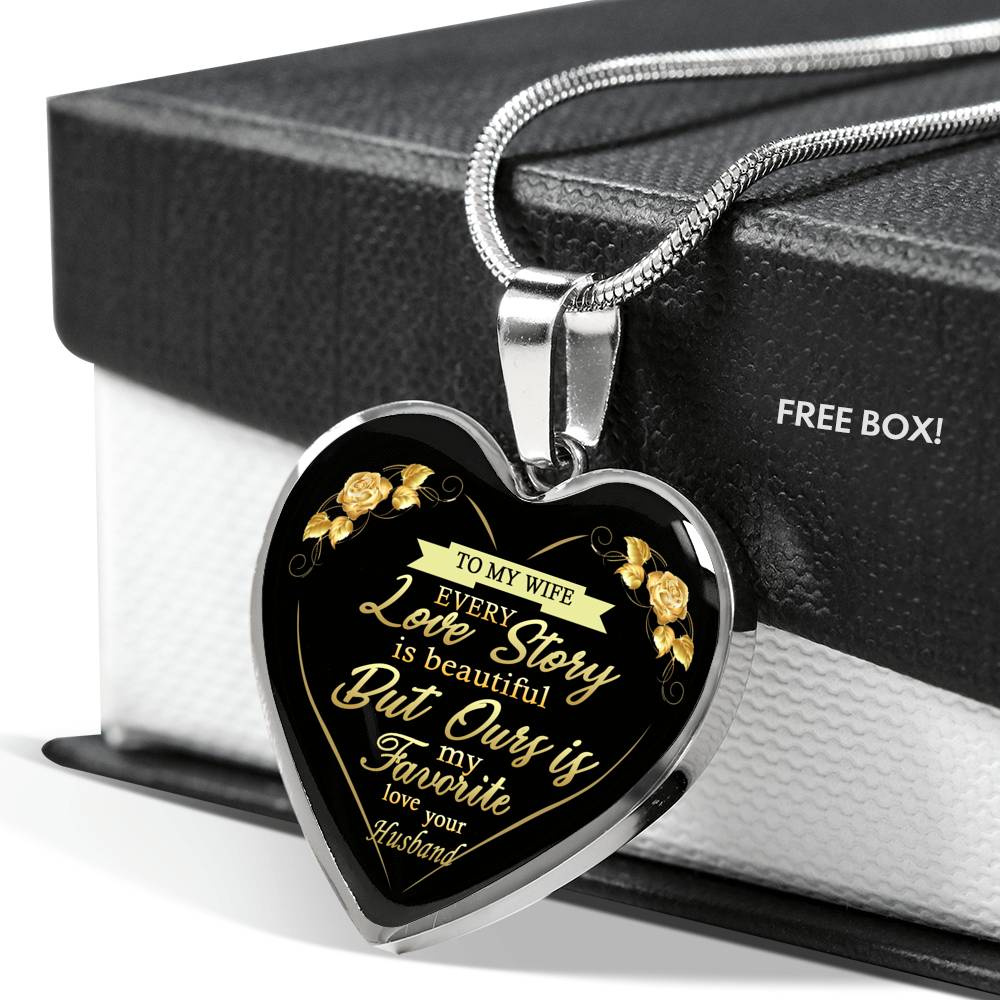 Every Love Story Beautiful Heart Pendant Necklace Custom - To My Wife From Husband Valentine Birthday Gag Gifts For Wife Fiancee Girlfriend
