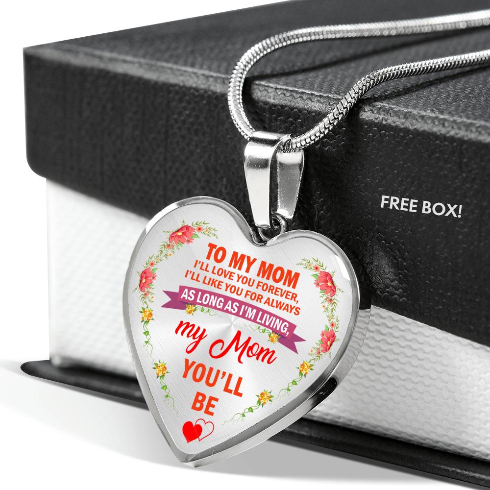 I Will Always Love You Forever Mom Heart Pendant Necklace - Best Mom Gifts From Son, Daughter - Birthday Gag Gifts For Mothers Mommy Mama