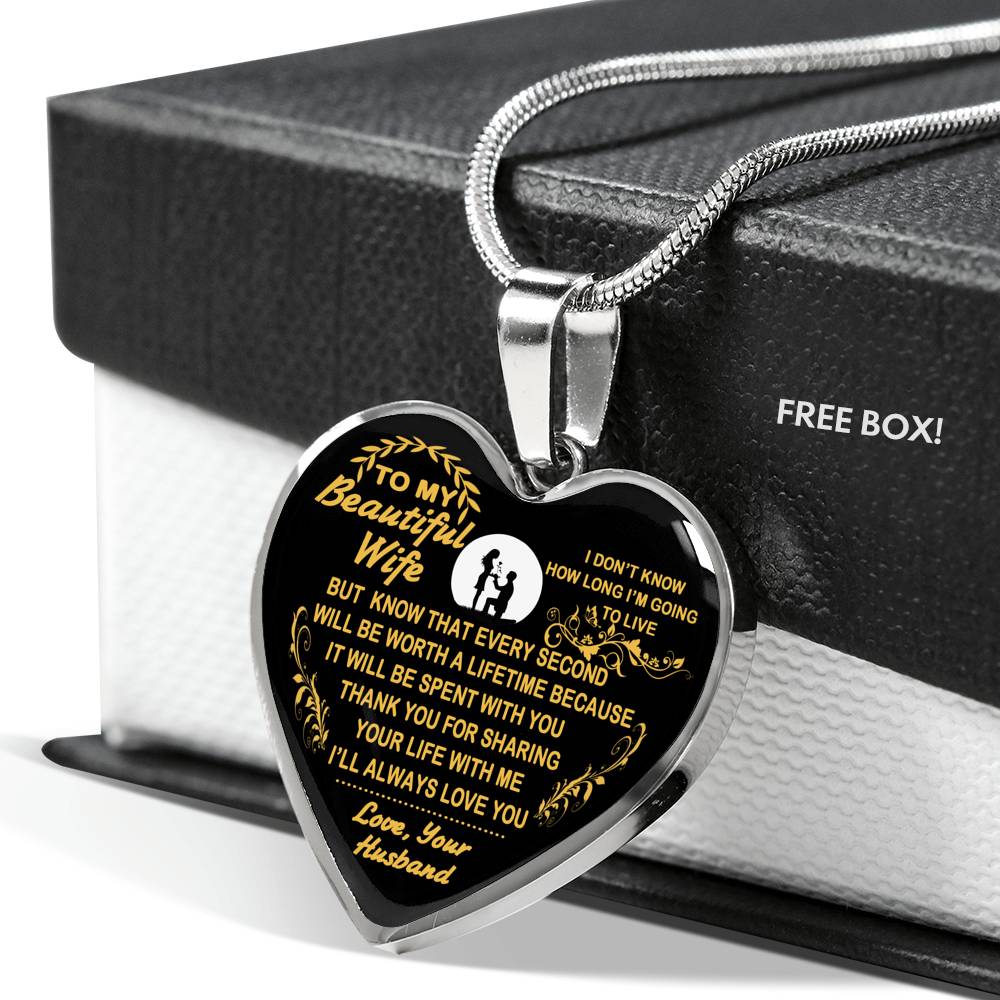 To My Beautiful Wife Silver/Gold Necklace Custom Valentine Gift From Husband