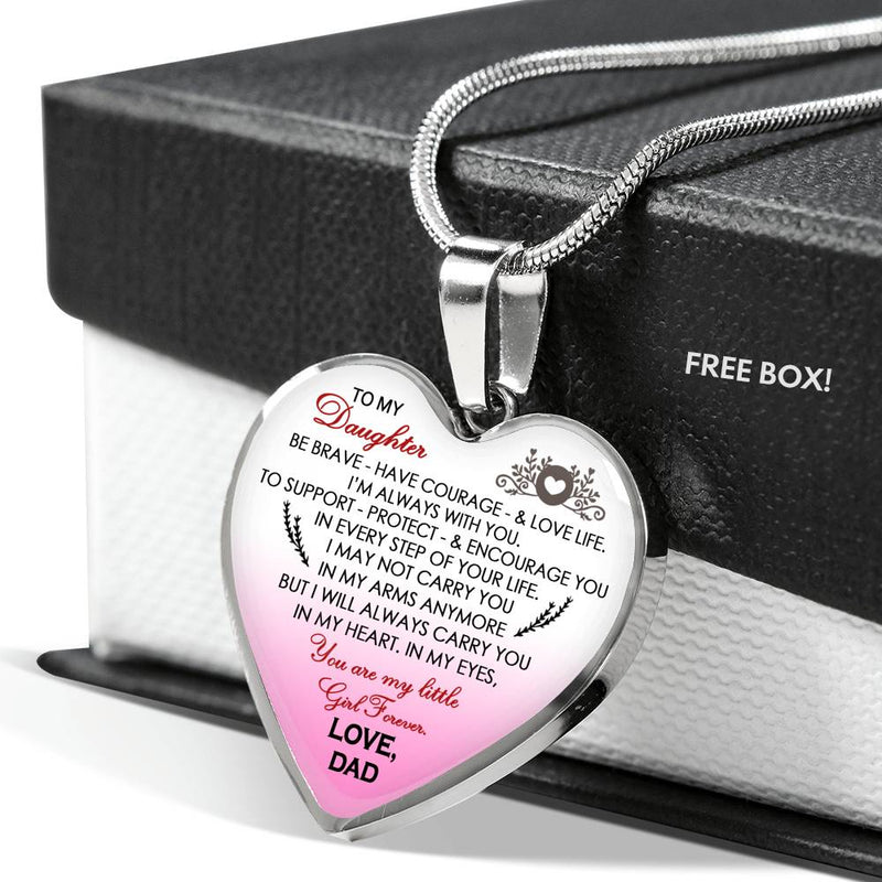 Father Daughter Pendant Necklace Custom - You Are My Little Girl Forever Necklaces Chain From Dad - Birthday Xmas Gifs For Child