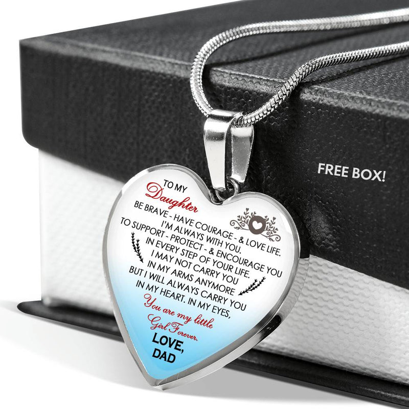 To My Daughter Love Dad Heart Pendant Necklace - Father And Daughter Necklaces