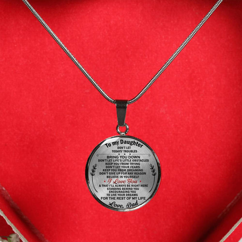 Father Daughter Necklace Custom - I Love You Pendant Chains From Dad - Love My Daughter Necklace Silver/Gold - Personalized Birthday Gifts For Daughter, Little Girl