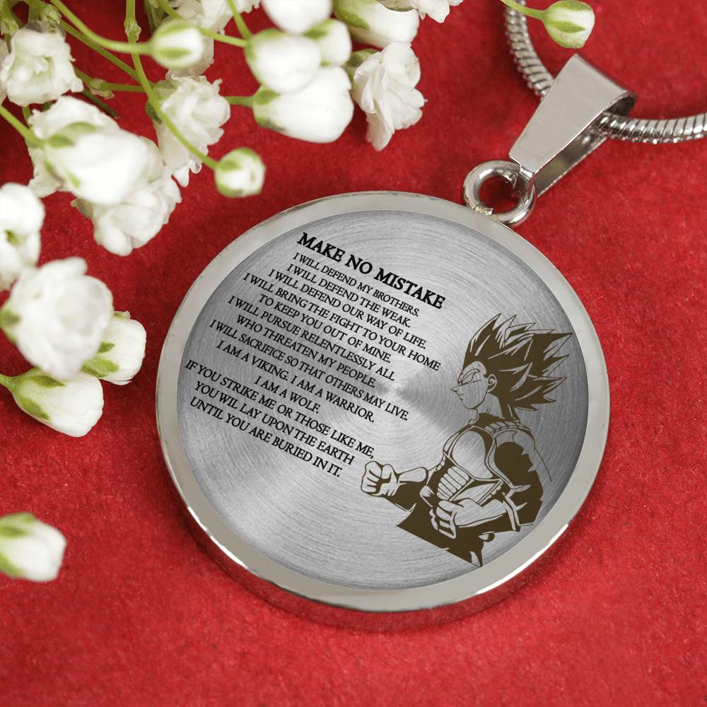 Men Viking Necklace Pendant - Goku Pendants Necklace for Men Boys, ' I Am A Warrior Wolf ' Happy Birthday Gifts for Men Dad Brother - Dragon Ball Super Gift