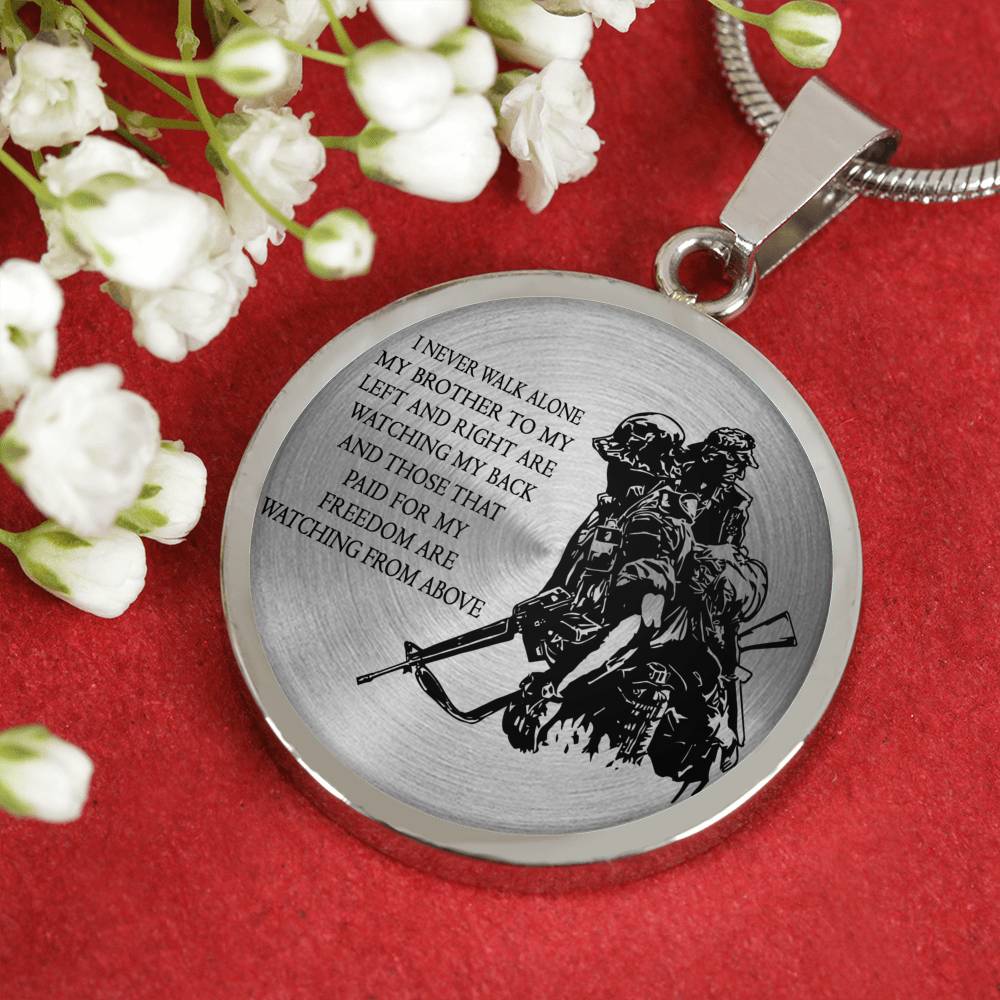 My Brother Necklace I Never Walk Alone Brothers Jewelry - Birthday Gift Ideas for Brothers Friend - Army Presents for Men Boys