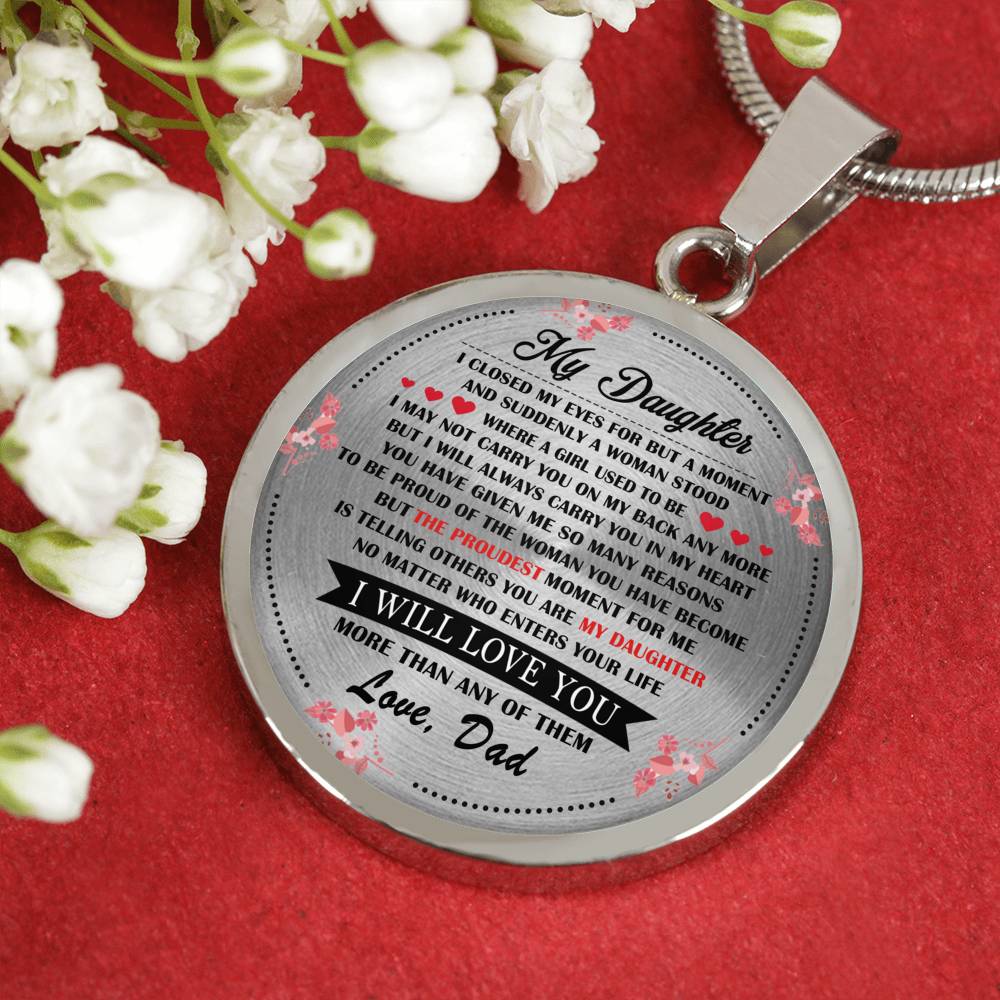 CHISIDE I Will Love You Daughter Necklace Custom - Dad And Daughter Pendant Inspirational - Personalized Birthday Gift for Daughter, Little Girls From Father, Daddy, Godfather