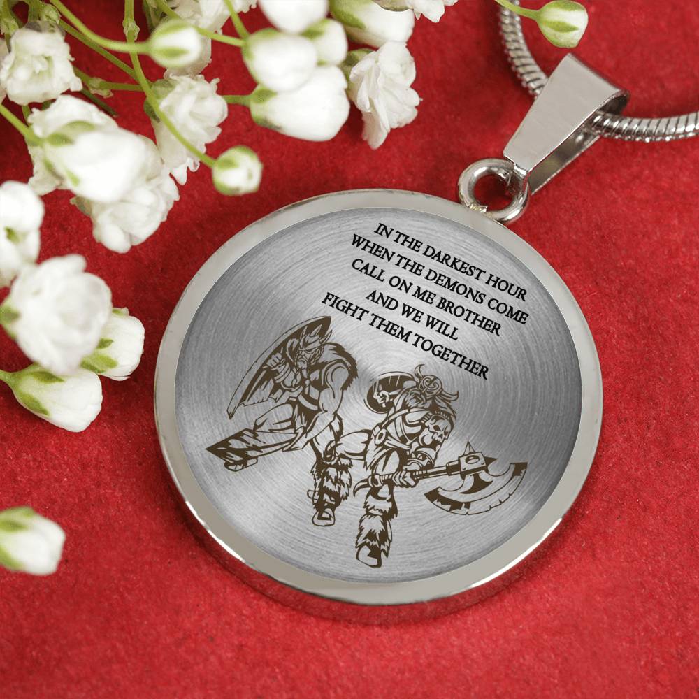 Viking Warrior Necklace Pendant Inspirational - Call Me Brother Pendants Birthday Gift Ideas for Brothers Friend Dad Husband Grandpa - Viking Present for Men Boys