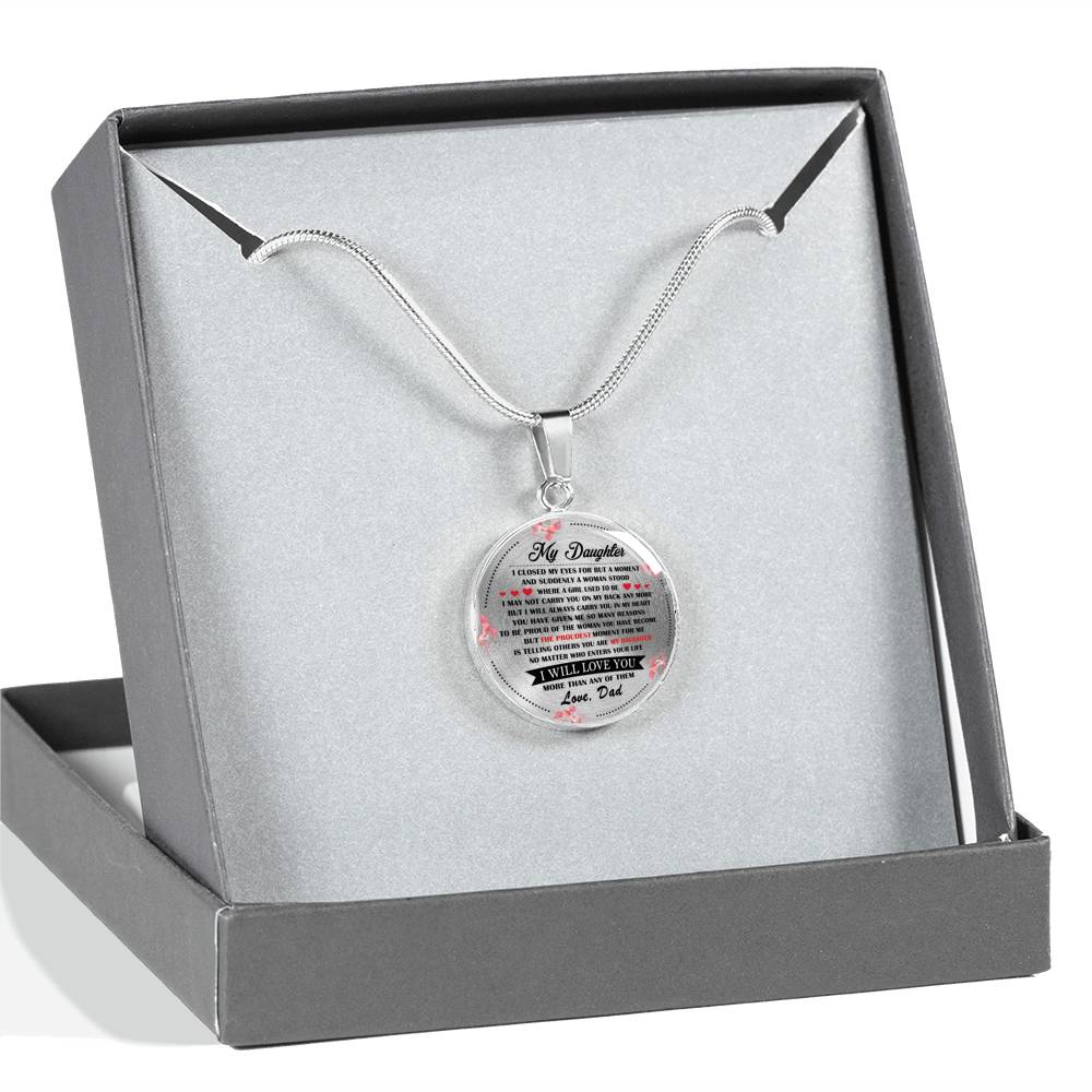 CHISIDE I Will Love You Daughter Necklace Custom - Dad And Daughter Pendant Inspirational - Personalized Birthday Gift for Daughter, Little Girls From Father, Daddy, Godfather