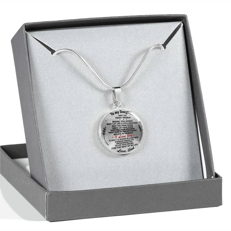 Father Daughter Necklace Custom - I Love You Pendant Chains From Dad - Love My Daughter Necklace Silver/Gold - Personalized Birthday Gifts For Daughter, Little Girl