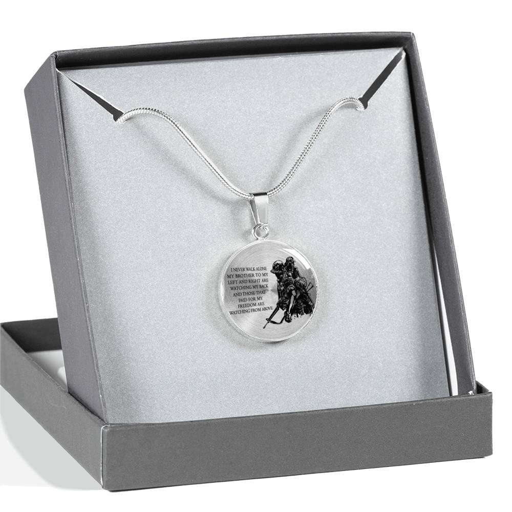 My Brother Necklace I Never Walk Alone Brothers Jewelry - Birthday Gift Ideas for Brothers Friend - Army Presents for Men Boys
