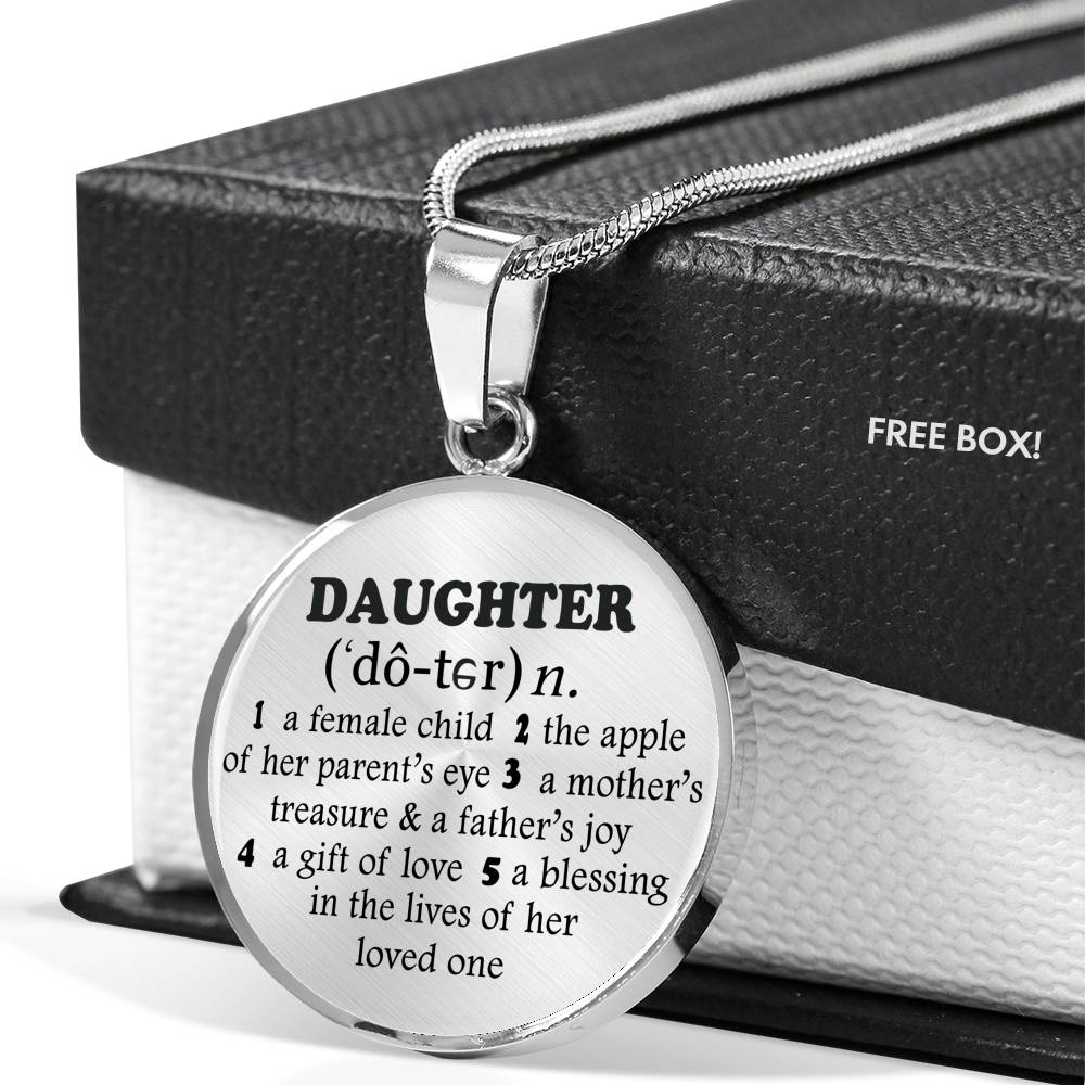 Daughter Definition Pendant Necklace Custom Stainless Steel  Gold Plated Happy Xmas Birthday Gifts For Child circlenecklace