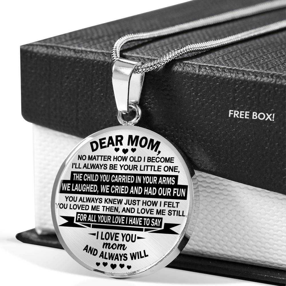 Dear Mom Circle Pendant Necklace Custom - Best Gift For Mother Mommy Mama From Daughter Son On Xmas Birthday