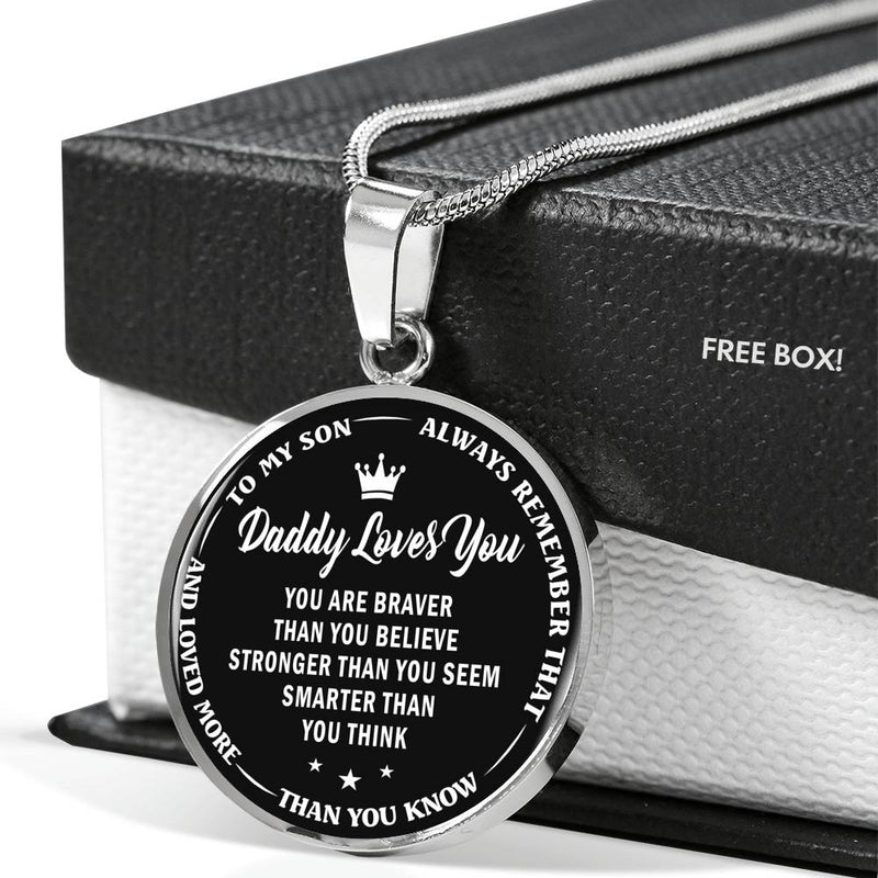 To My Son Love More Than You Know Necklaces Silver Gold - Daddy And Son Circle Pendant Birthday Christmas Gifts For Little Boy