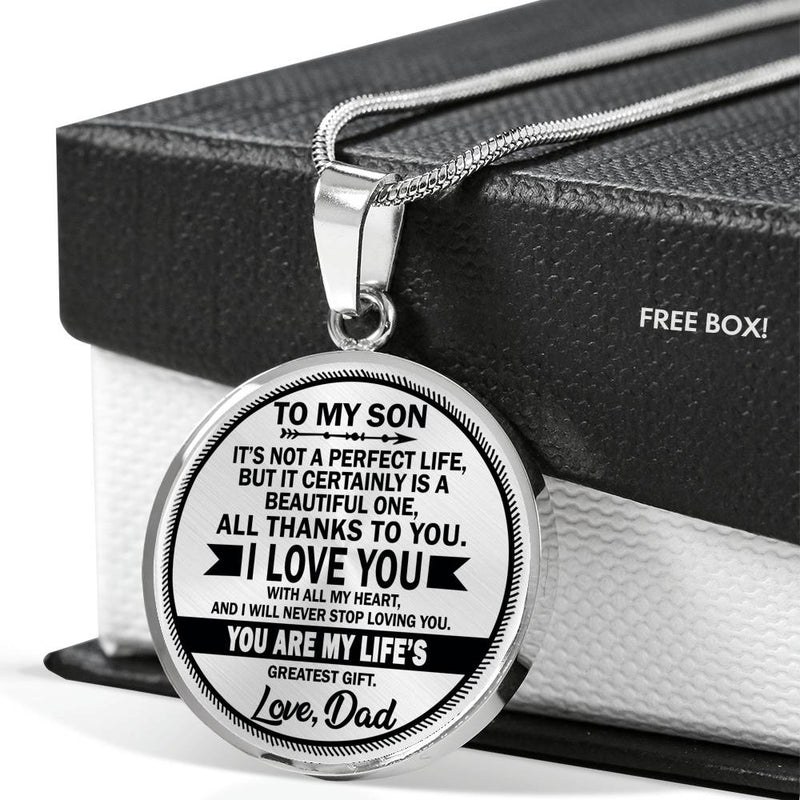 Son Pendant Necklace You Are My Life Quotes From Dad - Father And Child Necklaces Chain Unique Birthday Xmas Gift For Little Boy