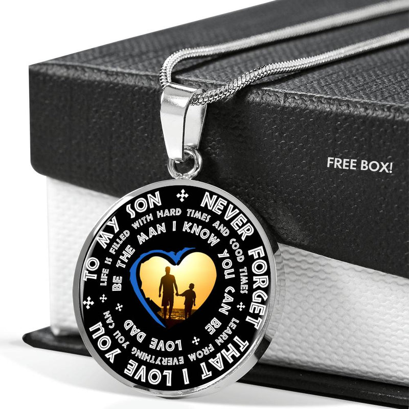 To My Son Necklace Chain - Dad And Son Pendant Custom, I Love You Quotes Gifts