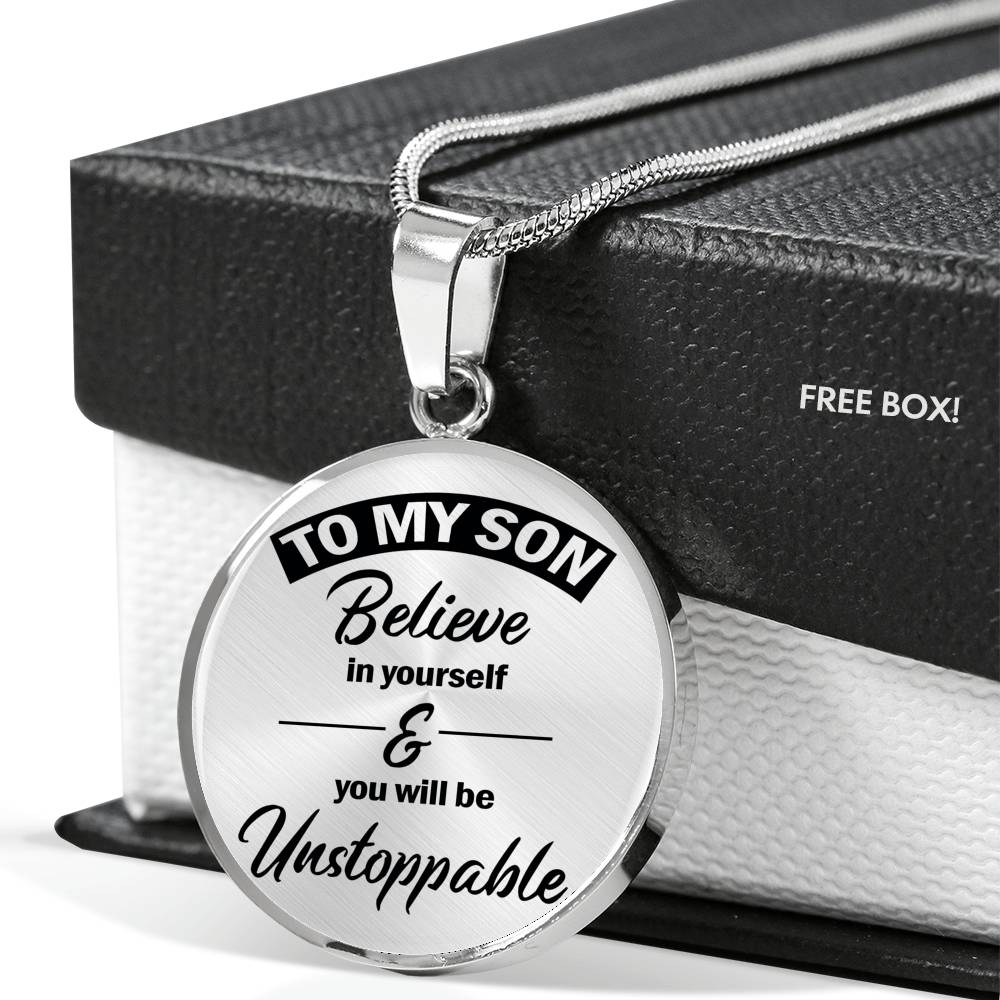 To My Son Believe In Yourself Pendant Necklace Custom - Child Necklaces From Mom Dad - Unique Christmas Birthday Gag Gifts For Little Boy