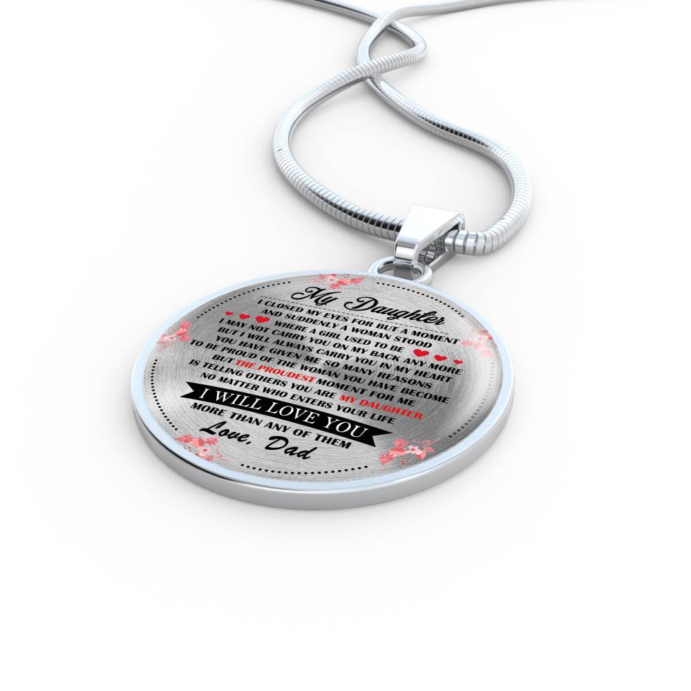 CHISIDE I Will Love You Daughter Necklace Custom - Dad And Daughter Pendant Inspirational - Personalized Birthday Gift for Daughter, Little Girls From Father, Daddy, Godfather