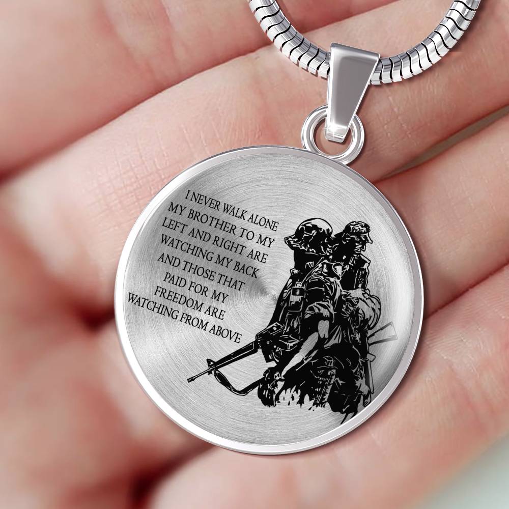 My Brother Necklace I Never Walk Alone Brothers Jewelry - Birthday Gift Ideas for Brothers Friend - Army Presents for Men Boys