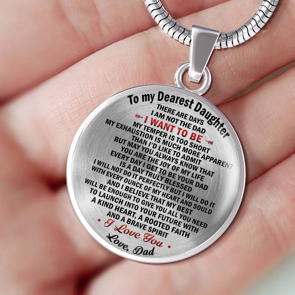 Father Daughter Necklace  for Women - I Love You Quotes Necklace for Daughters Jewelry Pendant Chain From Dad - Personalized Birthday Gag Gift for Daughters, Little Girls