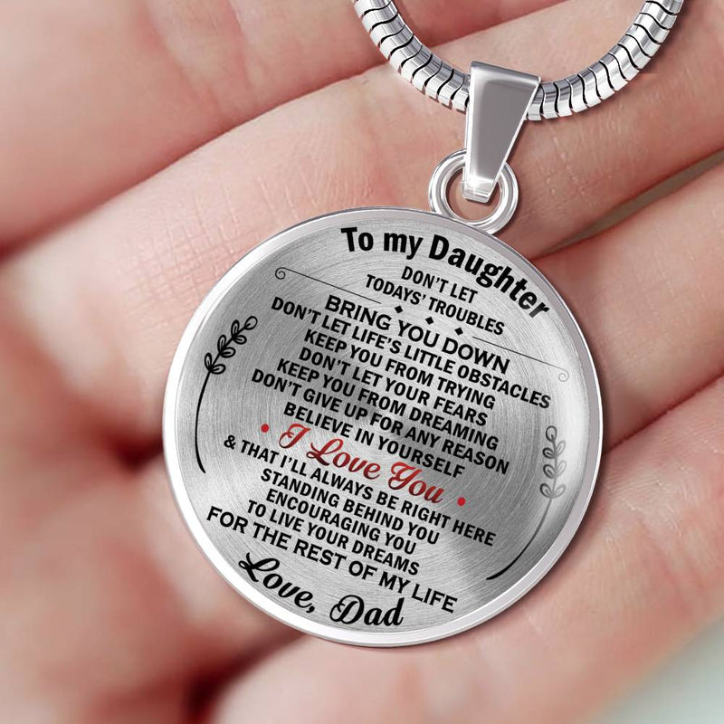 Father Daughter Necklace Custom - I Love You Pendant Chains From Dad - Love My Daughter Necklace Silver/Gold - Personalized Birthday Gifts For Daughter, Little Girl