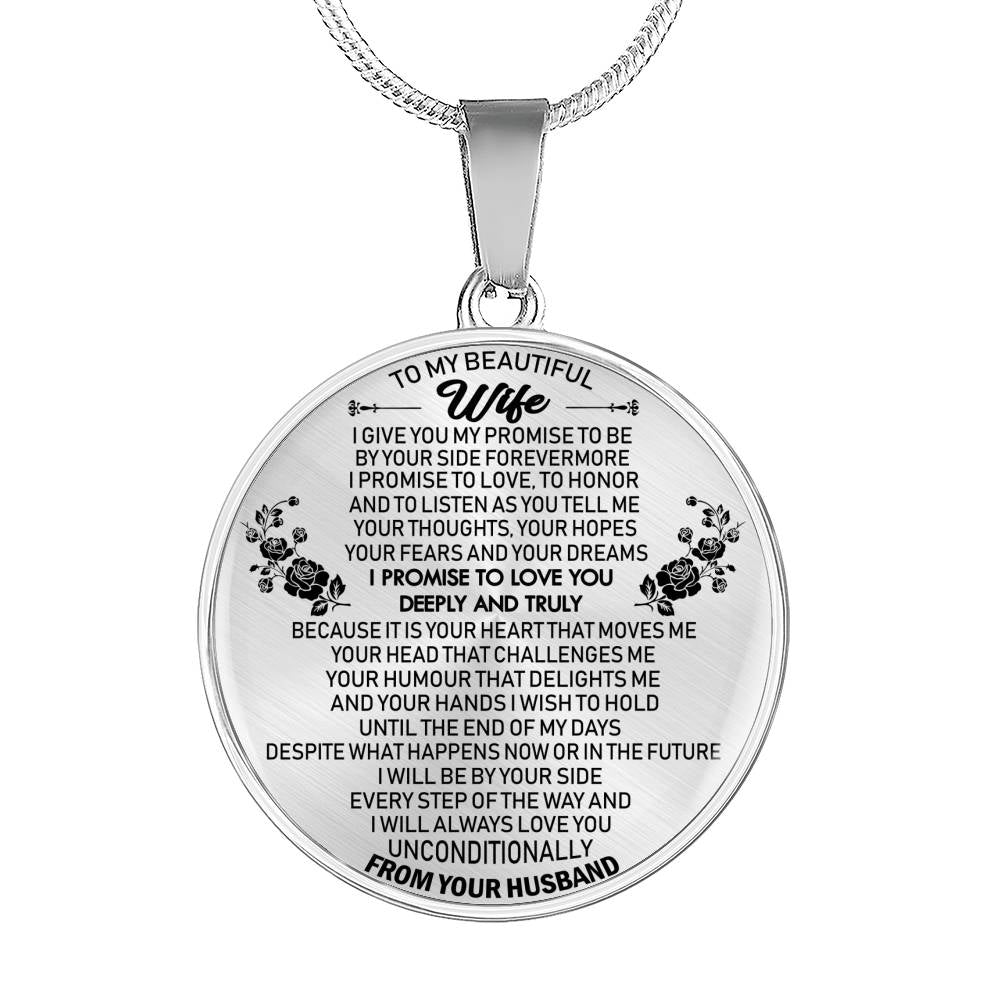 To My Beautiful Wife Pendant Necklace Custom From Husband - I Give Me My Promise Jewelry Birthday Gag Gifts For Your Love, Fiancee