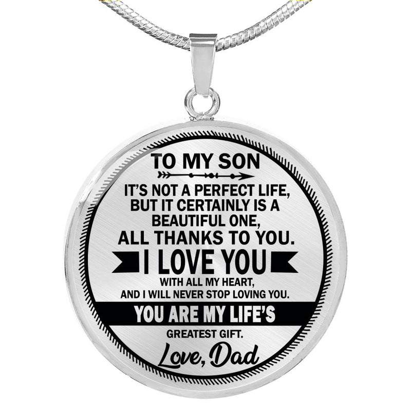 Son Pendant Necklace You Are My Life Quotes From Dad - Father And Child Necklaces Chain Unique Birthday Xmas Gift For Little Boy