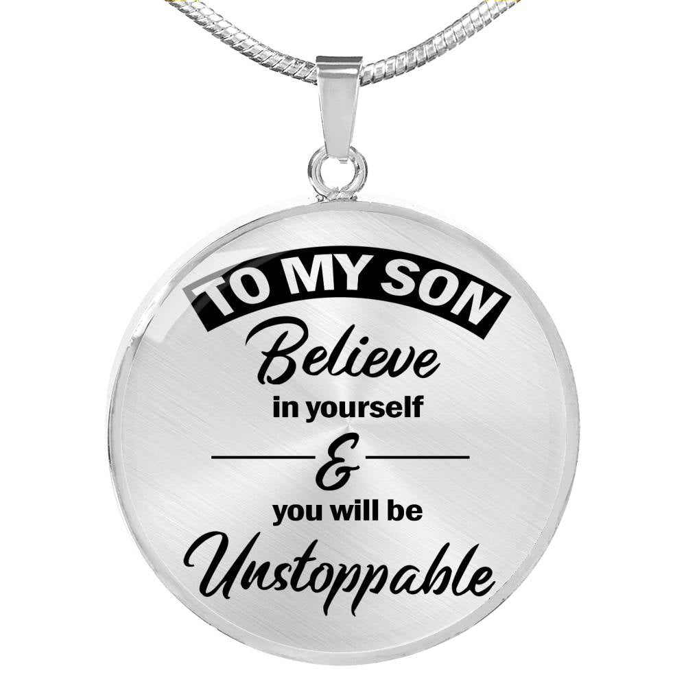 To My Son Believe In Yourself Pendant Necklace Custom - Child Necklaces From Mom Dad - Unique Christmas Birthday Gag Gifts For Little Boy