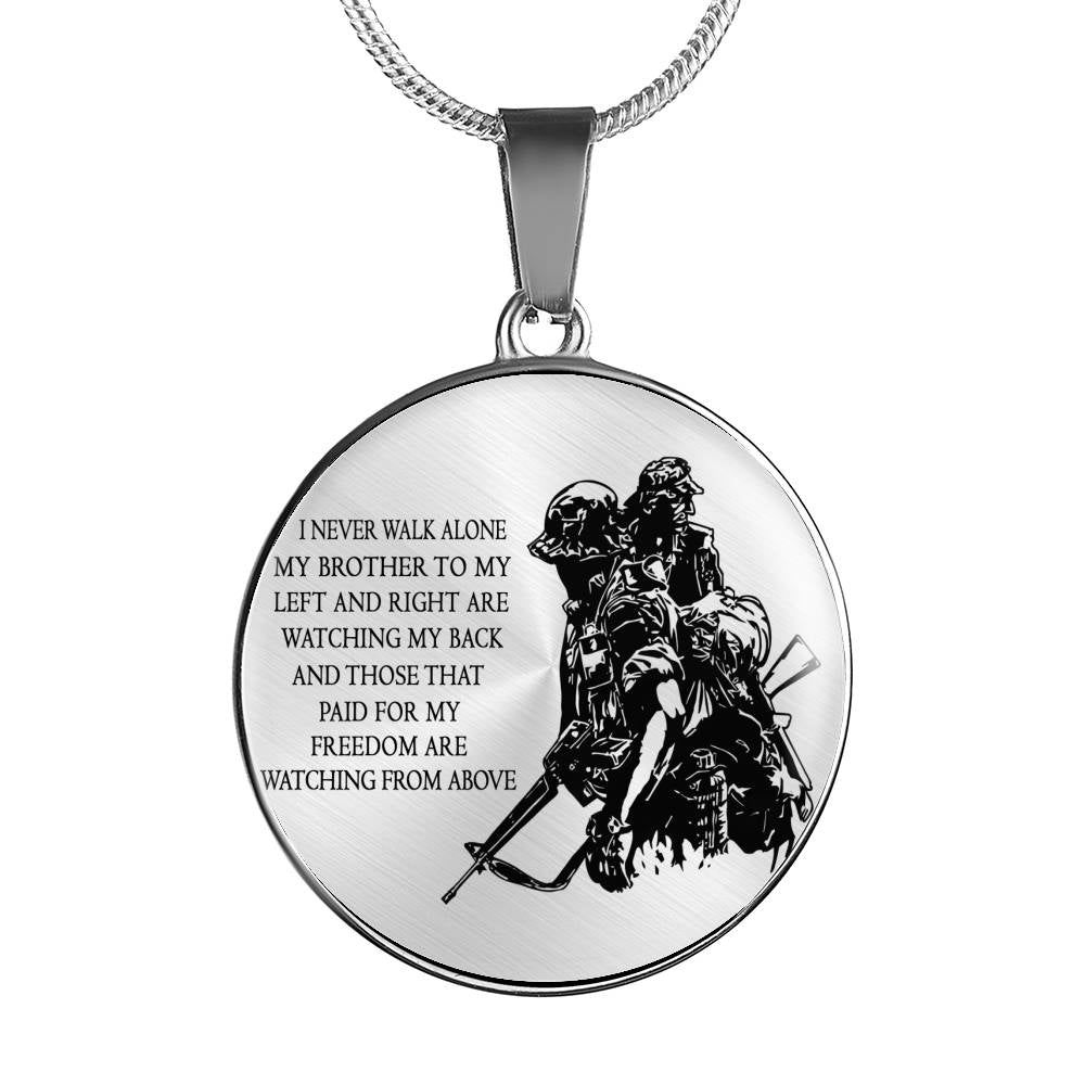 My Brother Necklace I Never Walk Alone Brothers Jewelry - Birthday Gift Ideas for Brothers Friend - Army Presents for Men Boys