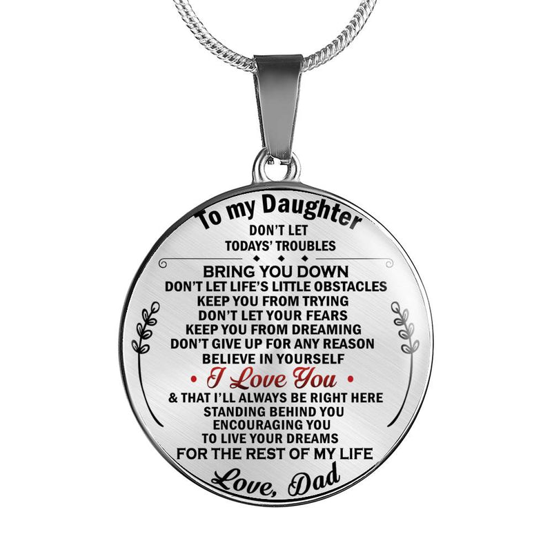 Father Daughter Necklace Custom - I Love You Pendant Chains From Dad - Love My Daughter Necklace Silver/Gold - Personalized Birthday Gifts For Daughter, Little Girl