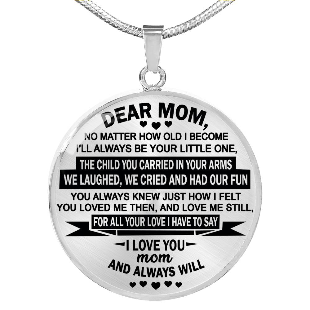 Dear Mom Circle Pendant Necklace Custom - Best Gift For Mother Mommy Mama From Daughter Son On Xmas Birthday
