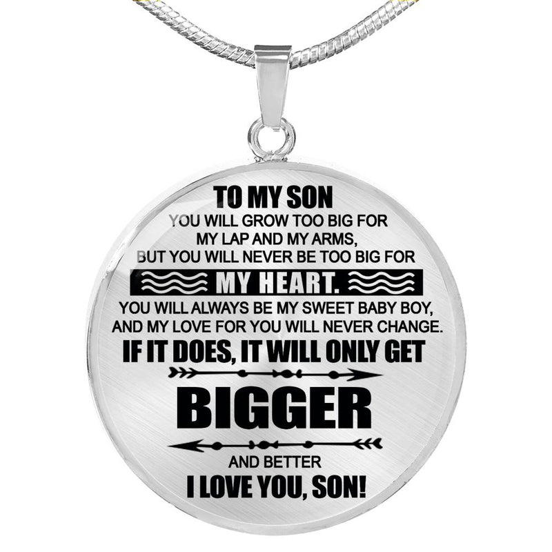 I Love You Son Circle Pendant Necklace Custom - Dad Mom To My Son Necklaces Anniversary Christmas Birthday Gag Gifts For Little Boy