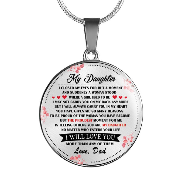 CHISIDE I Will Love You Daughter Necklace Custom - Dad And Daughter Pendant Inspirational - Personalized Birthday Gift for Daughter, Little Girls From Father, Daddy, Godfather