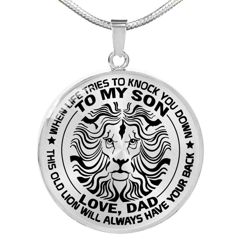 Son Pendant Necklace This Old Lion Will Always Have Your Back - Dad And Son Necklaces Custom - Anniversary Christmas Birthday Gifts For Little Boy