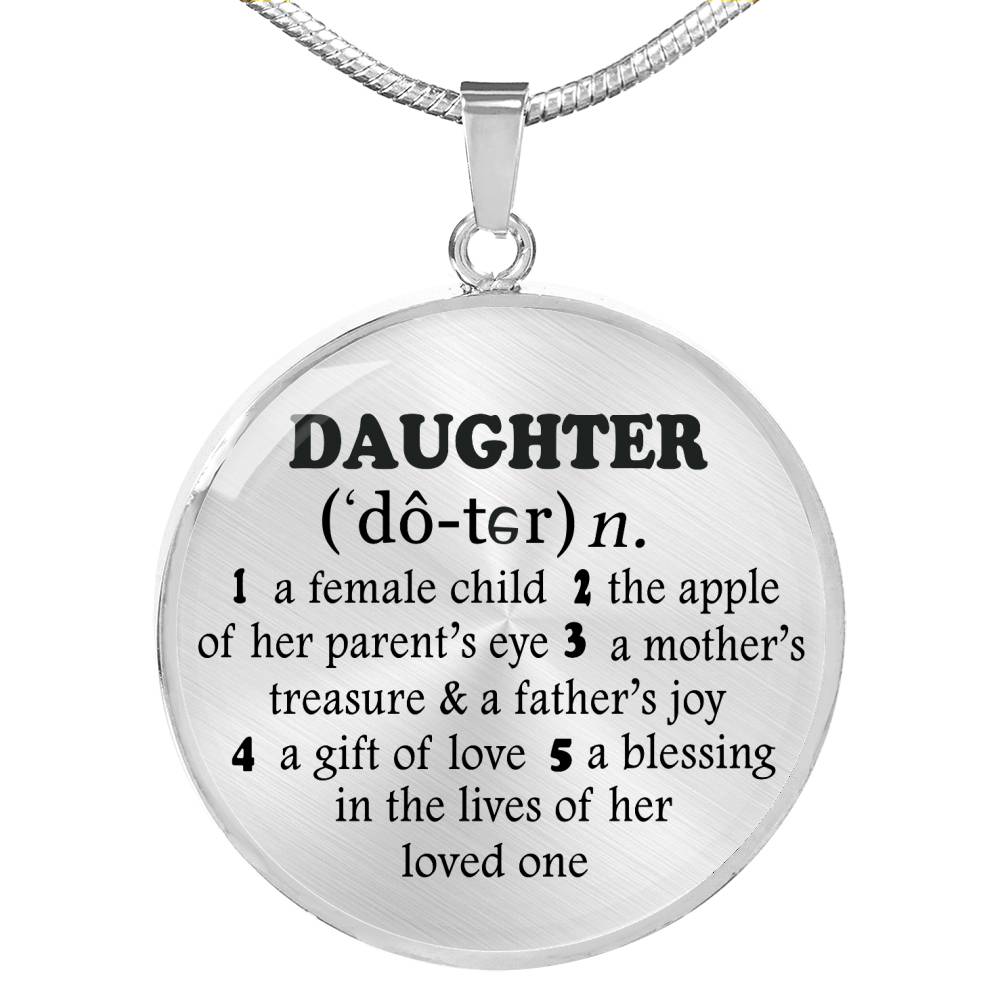 Daughter Definition Pendant Necklace Custom Stainless Steel  Gold Plated Happy Xmas Birthday Gifts For Child circlenecklace