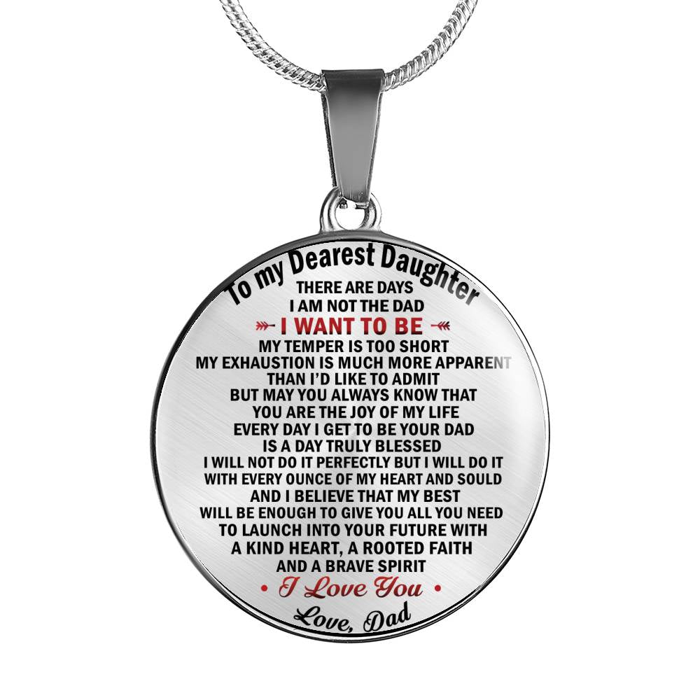 Father Daughter Necklace  for Women - I Love You Quotes Necklace for Daughters Jewelry Pendant Chain From Dad - Personalized Birthday Gag Gift for Daughters, Little Girls