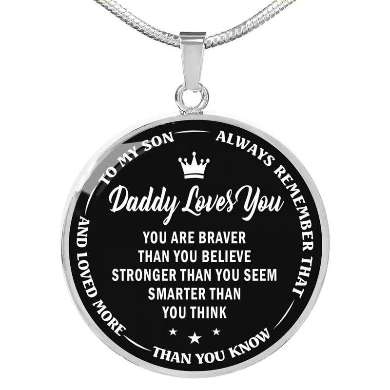 To My Son Love More Than You Know Necklaces Silver Gold - Daddy And Son Circle Pendant Birthday Christmas Gifts For Little Boy