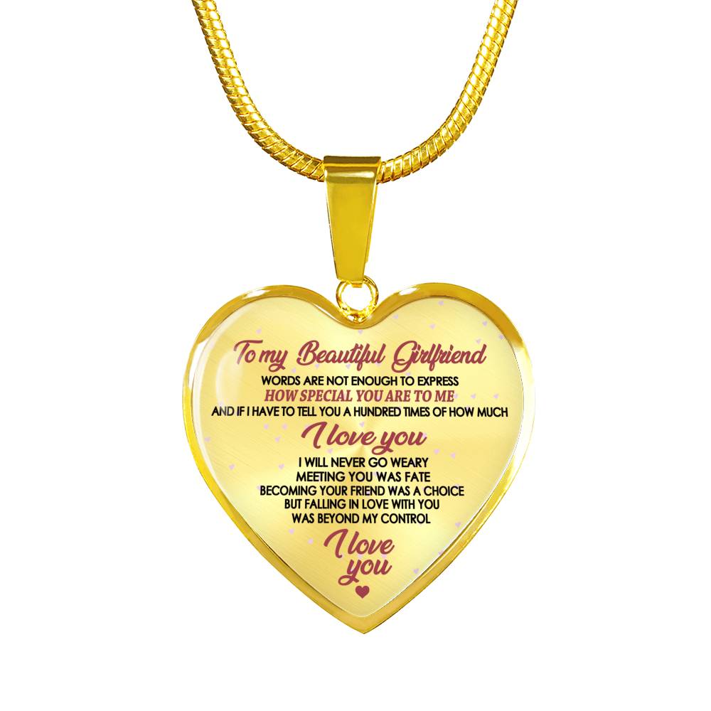 To My Beautiful Girlfriend Heart Pendant Necklace - Boyfriend I Love You Girlfriend Necklaces - Birthday Gag Gifts For Your Girl