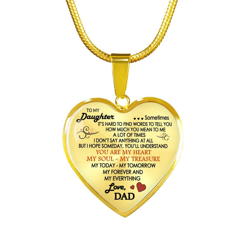 Daughter Birthday Gifts From Dad - You Are My Heart My Soul My Treasure Pendant Necklace For Little Girl Birthday Gag Gifts