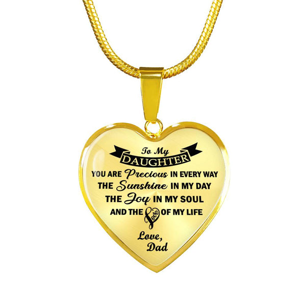 You Are The Joy In My Soul Pendant Necklace Chain - Daughter Gifts From Dad Father - Happy Birthday Gag Gift For Little Girl