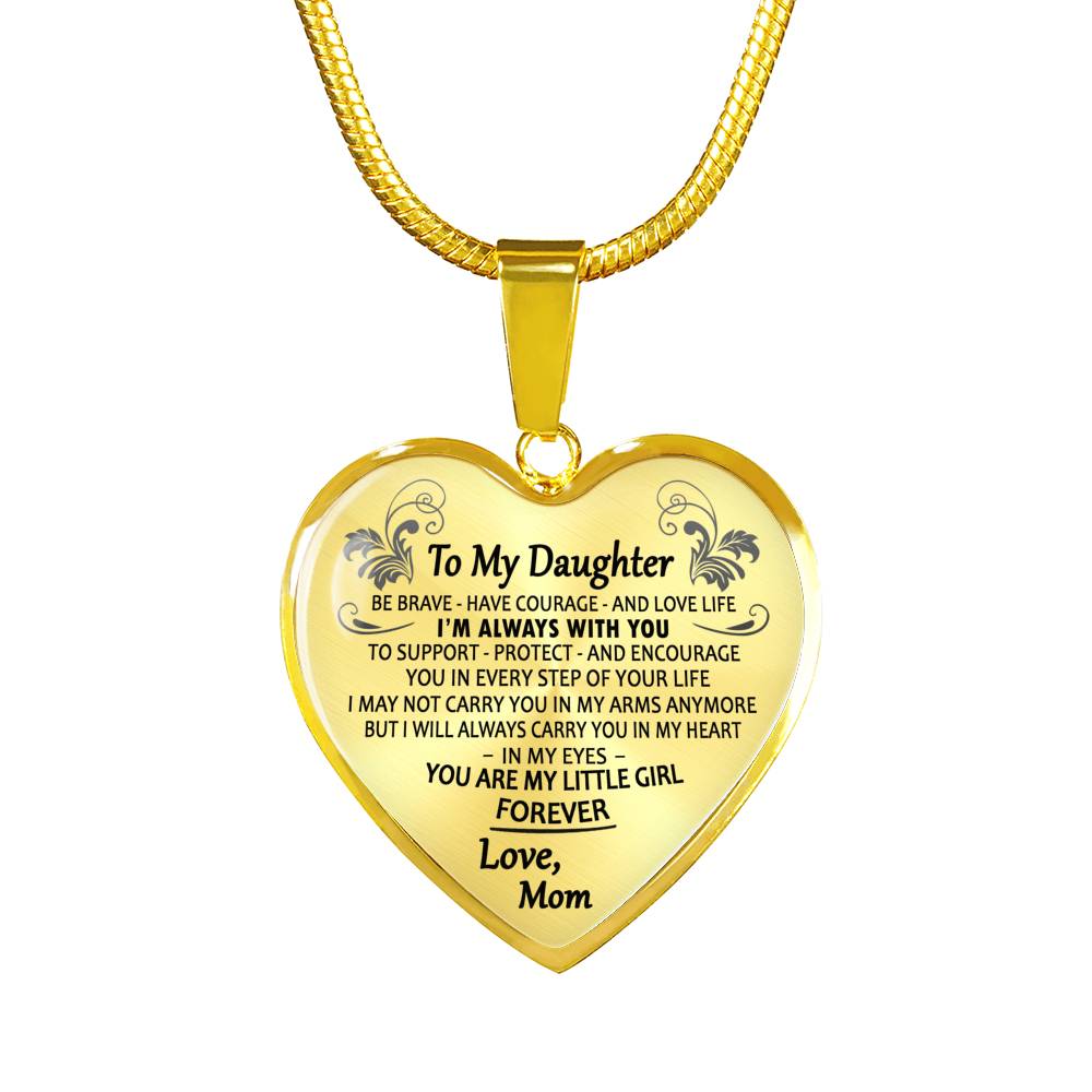 Daughter Birthday Gifts From Mom - You Are Little Girl Quotes Heart Pendant Necklace - Mother And Daughter Christmas Presents