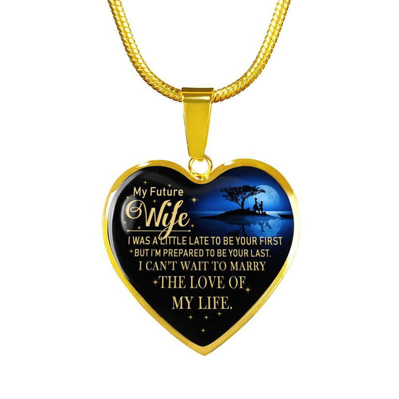 My Future Wife Heart Pendant Necklace Chain - Husband To My Wife Quotes Jewelry, The Love Of The Life Anniversary Gifts For Her On Birthday Christmas Valentine's Day