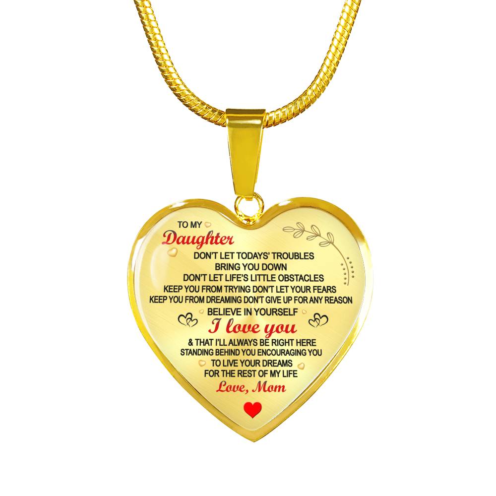 Daughter Love Mom Heart Pendant Necklace - Believe In Yourself Quotes Jewelry Mother And Child Necklaces - Anniversary Birthday Gifts For Little Girl, Kids